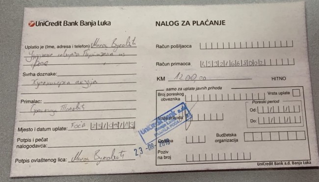 Grobari hum akcija uplatnica